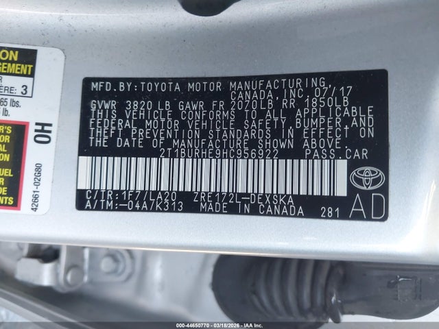 Toyota Corolla Xse 2017 2T1BURHE9HC956922 Image 9