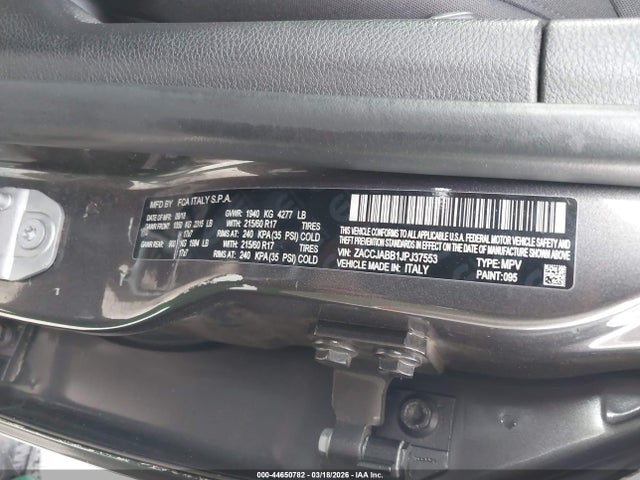 Aukcja sprzedaży 2018 Jeep Renegade Latitude Fwd, vin: ZACCJABB1JPJ37553, numer aukcji: 44650782