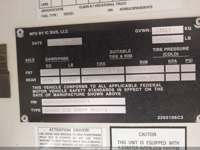 Ic Corporation 3000 Ce 2019 4DRBUC8P6KB361073 Image 9