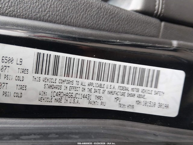 Продаж на аукціоні авто 2018 Dodge Durango Sxt Rwd, vin: 1C4RDHAG6JC114431, номер лоту: 44650835