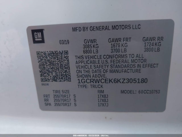 1GCRWCEK6KZ305180 Chevrolet Silverado 1500 Lt