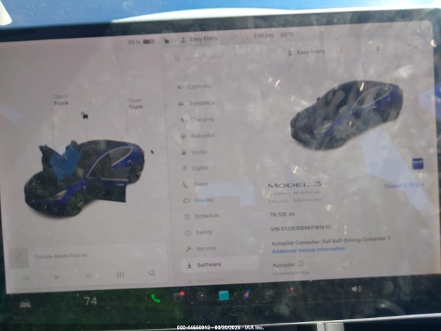 44650912 :رقم المزاد ، 5YJ3E1EB9KF191470 vin ، 2019 Tesla Model 3 Long Range/performance مزاد بيع