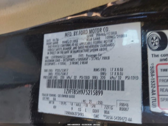 2007 FORD MUSTANG 1ZVFT85H975215899 Photo 8