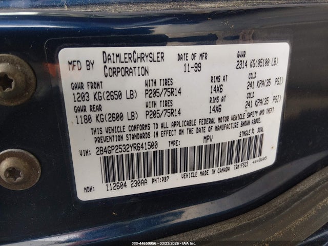2000 DODGE CARAVAN 2B4GP2532YR641500 Photo 8