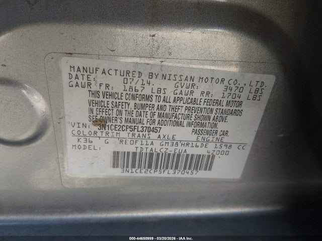 Продаж на аукціоні авто 2015 Nissan Versa Note S Plus, vin: 3N1CE2CP5FL370457, номер лоту: 44650999