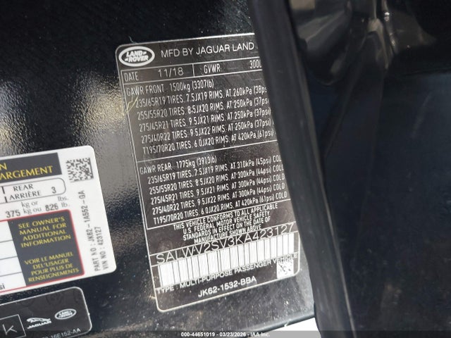 2019 LAND ROVER RANGE ROVER SPORT SALWV2SV3KA423127 Photo 8