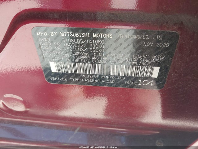 2021 MITSUBISHI MIRAGE G4 ML32FUFJ8MHF01469 Photo 8