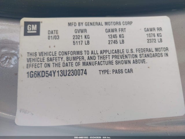 2003 CADILLAC DEVILLE 1G6KD54Y13U230074 Photo 8