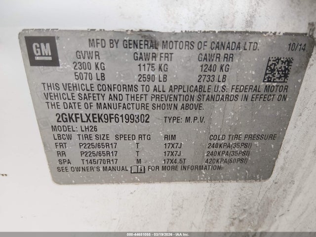 44651055 :رقم المزاد ، 2GKFLXEK9F6199302 vin ، 2015 Gmc Terrain Slt-1 مزاد بيع
