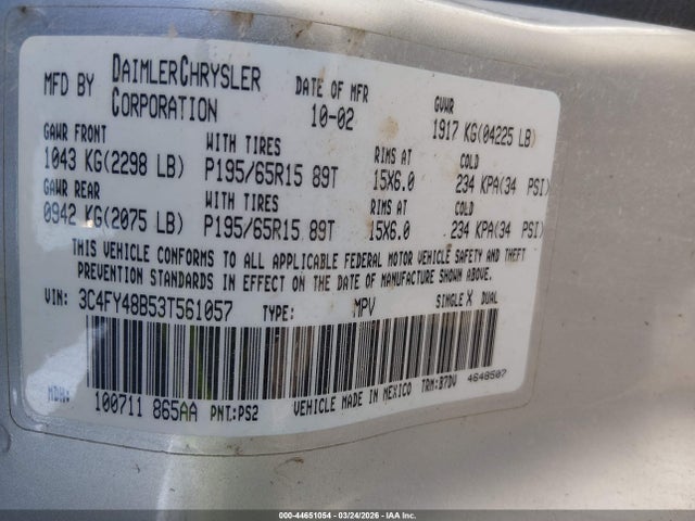 2003 CHRYSLER PT CRUISER 3C4FY48B53T561057 Photo 8