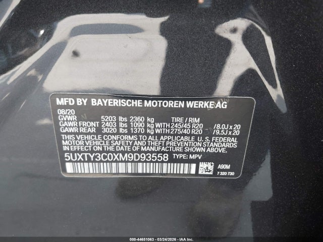 5UXTY3C0XM9D93558 BMW X3 Sdrive30i