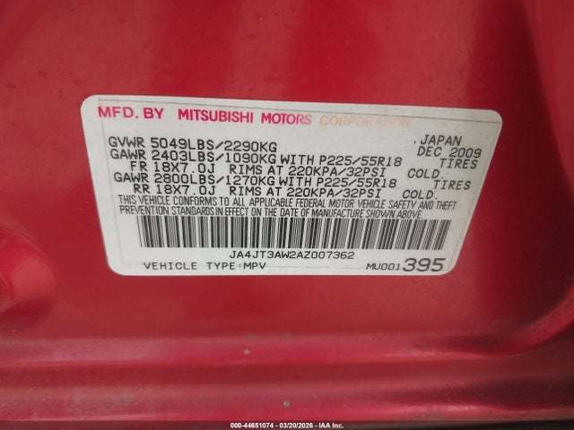 2010 MITSUBISHI OUTLANDER JA4JT3AW2AZ007362 Photo 8