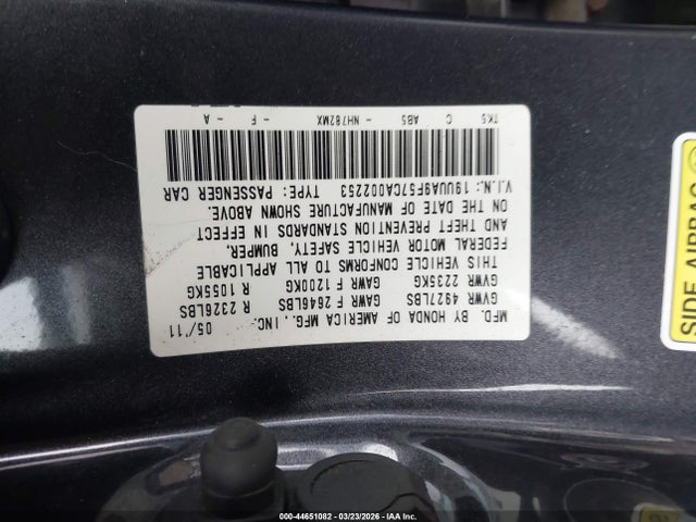 44651082 :رقم المزاد ، 19UUA9F57CA002253 vin ، 2012 Acura Tl 3.7 مزاد بيع