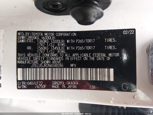 2022 TOYOTA 4RUNNER JTELU5JR2N6048286 Photo 8
