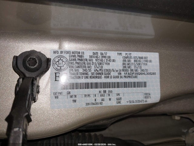 2017 Ford Focus Sel მანქანა იყიდება აუქციონზე, vin: 1FADP3M26HL305285, აუქციონის ნომერი: 44651096