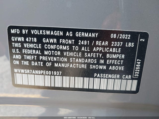 2023 Volkswagen Arteon 2.0t Se R-line მანქანა იყიდება აუქციონზე, vin: WVWSR7AN9PE001937, აუქციონის ნომერი: 44651098
