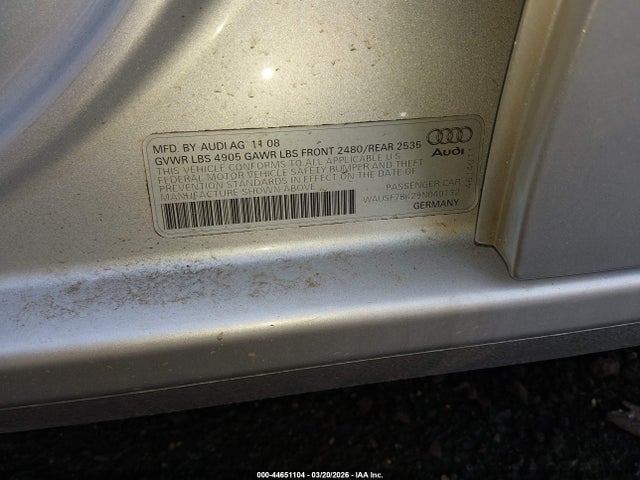 2009 AUDI A4 WAUSF78K29N040132 Photo 8