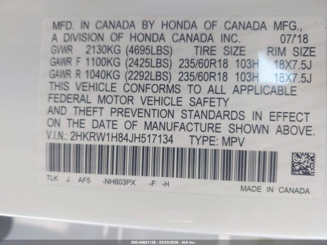 2HKRW1H84JH517134 Honda CR-V
