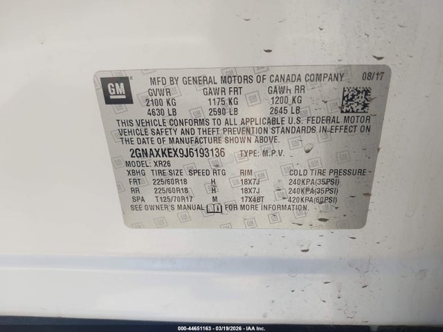 Chevrolet EQUINOX LT 2018 2GNAXKEX9J6193136 Image 9