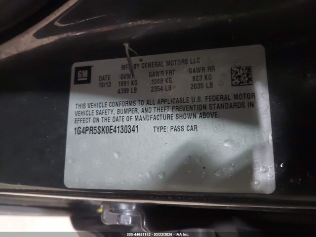 2014 Buick Verano Convenience Group მანქანა იყიდება აუქციონზე, vin: 1G4PR5SK0E4130341, აუქციონის ნომერი: 44651182
