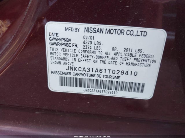 Продажа на аукционе авто 2001 Infiniti I30, vin: JNKCA31A61T029410, номер лота: 44651208