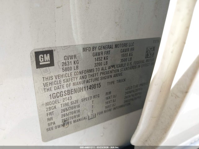 1GCGSBEN0H1149815 Chevrolet Colorado Wt