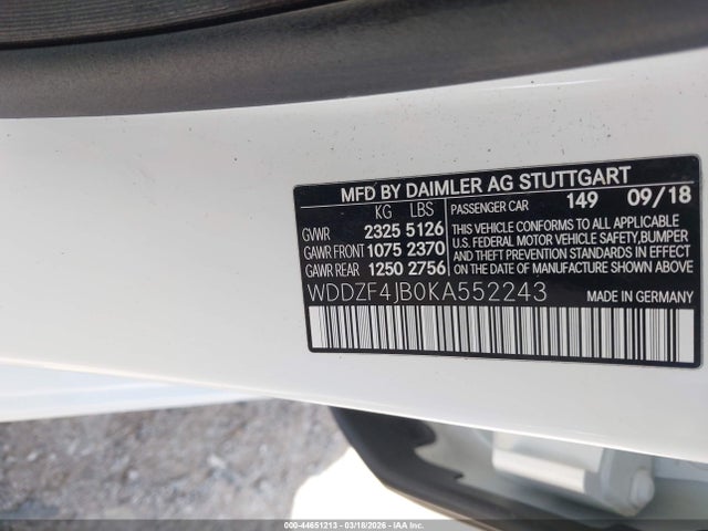 Aukcja sprzedaży 2019 Mercedes-benz E 300, vin: WDDZF4JB0KA552243, numer aukcji: 44651213