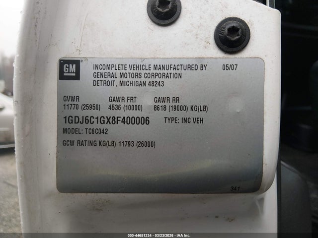 Aukcja sprzedaży 2008 Gmc C6500 C6c042, vin: 1GDJ6C1GX8F400006, numer aukcji: 44651234