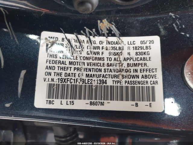 19XFC1F39LE211394 Honda CIVIC EX