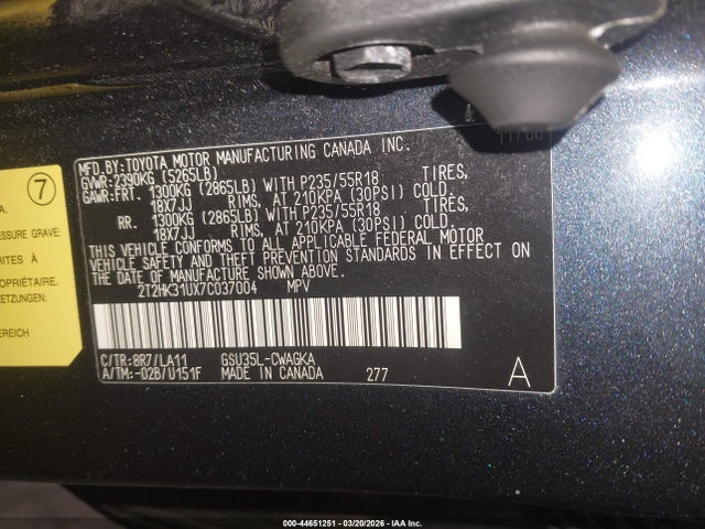 Aukcja sprzedaży 2007 Lexus Rx 350, vin: 2T2HK31UX7C037004, numer aukcji: 44651251