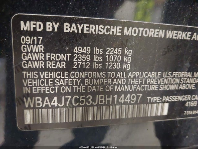 Aukcja sprzedaży 2018 Bmw 440i Gran Coupe Xdrive, vin: WBA4J7C53JBH14497, numer aukcji: 44651268
