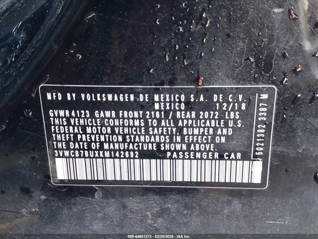 Продажа на аукционе авто 2019 Volkswagen Jetta 1.4t R-line/1.4t S/1.4t Se, vin: 3VWCB7BUXKM142692, номер лота: 44651272