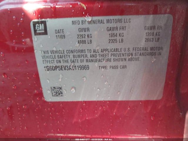 Продажа на аукционе авто 2010 Cadillac Cts Premium, vin: 1G6DP5EV3A0119969, номер лота: 44651277