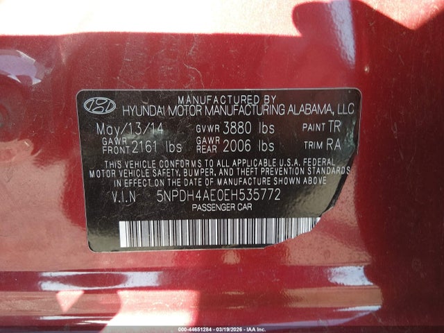 Hyundai ELANTRA SE 2014 5NPDH4AE0EH535772 Image 9