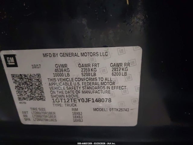 1GT12TEY0JF148078 GMC Sierra 2500hd Slt