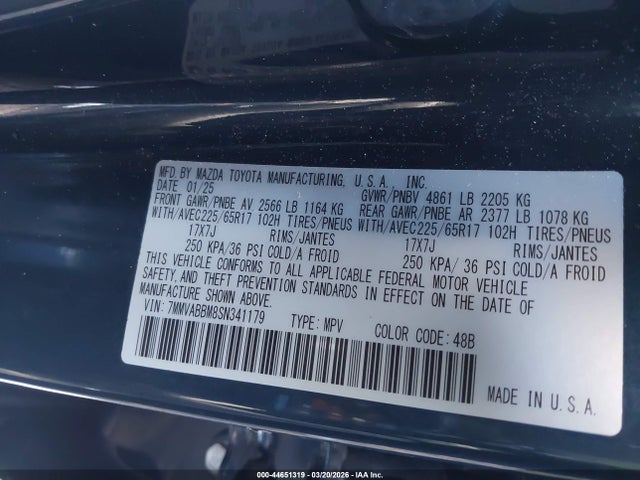 44651319 :رقم المزاد ، 7MMVABBM8SN341179 vin ، 2025 Mazda Cx-50 2.5 S Preferred Package مزاد بيع