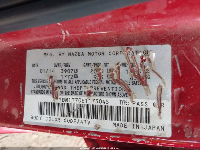 Aukcja sprzedaży 2014 Mazda Mazda3 I Sv, vin: JM1BM1T70E1173045, numer aukcji: 44651325