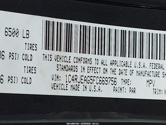 2015 JEEP GRAND CHEROKEE 1C4RJEAG5FC669756 Photo 8