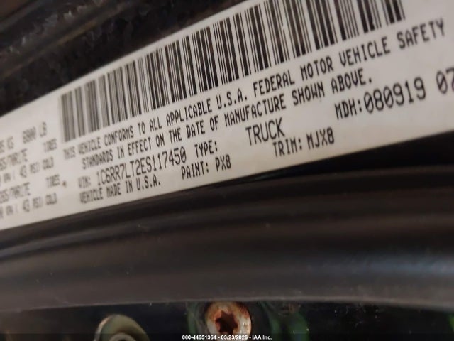 Aukcja sprzedaży 2014 Ram 1500 Outdoorsman, vin: 1C6RR7LT2ES117450, numer aukcji: 44651364