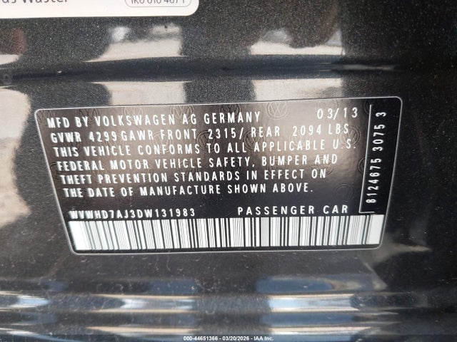 2013 VOLKSWAGEN GTI WVWHD7AJ3DW131983 Photo 8