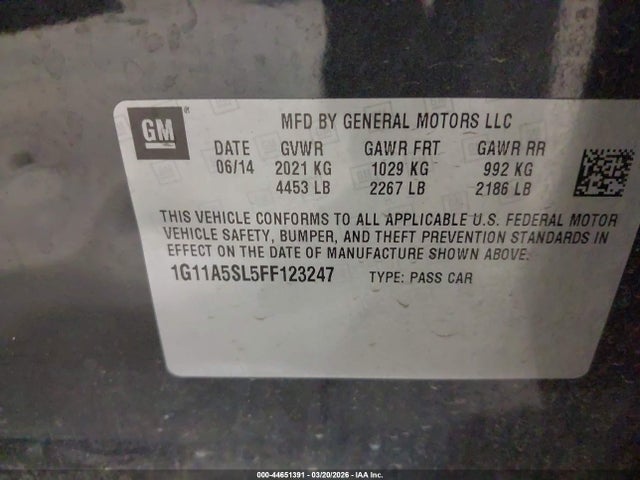 Chevrolet Malibu 1fl 2015 1G11A5SL5FF123247 Image 9