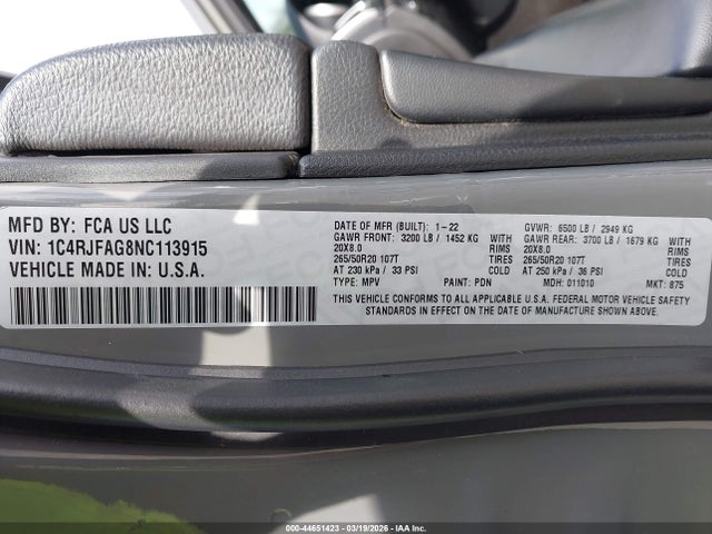 2022 JEEP GRAND CHEROKEE WK 1C4RJFAG8NC113915 Photo 8