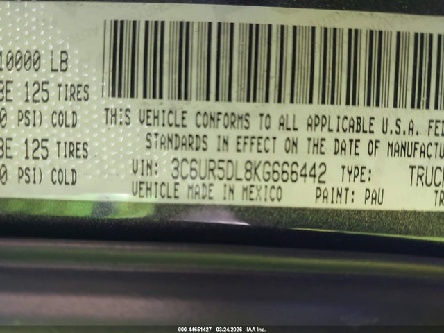 3C6UR5DL8KG666442 RAM 2500 Big Horn 4x4 6&#039;4 Box
