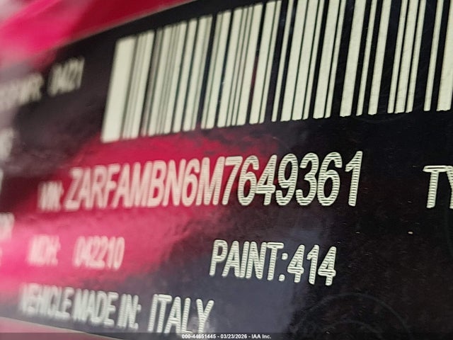 ZARFAMBN6M7649361 Alfa Romeo Giulia Ti Sport Rwd