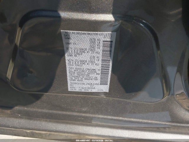 Продажа на аукционе авто 2022 Nissan Pathfinder Sl 4wd, vin: 5N1DR3CC3NC268346, номер лота: 44651497