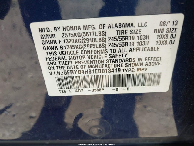 Aukcja sprzedaży 2014 Acura Mdx Advance Pkg W/entertainment Pkg, vin: 5FRYD4H81EB013419, numer aukcji: 44651516