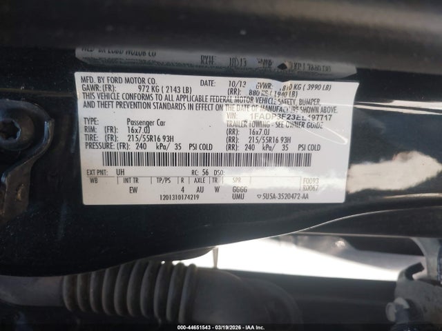 Ford FOCUS SE 2014 1FADP3F23EL197717 Image 9