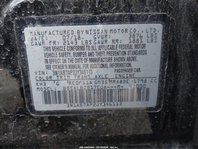 Nissan SENTRA S 2018 3N1AB7AP2JY346113 Image 9