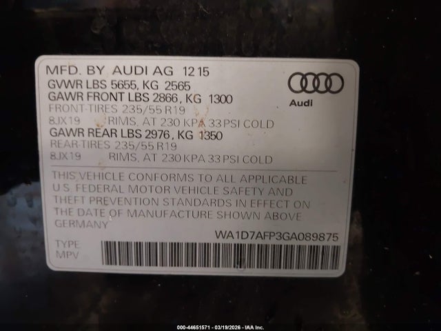 2016 AUDI Q5 WA1D7AFP3GA089875 Photo 8