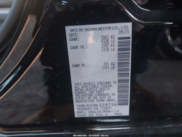 1N4BL4CV3RN329716 Nissan Altima Sr Fwd
